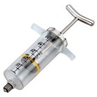 Dosing syringe with metal handle